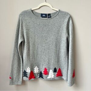 Vintage Christmas Sweater Women's Medium Wool Blend Trees 90s Classic Cozy Cabin